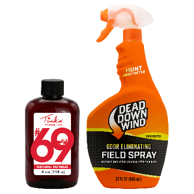Tink’s® #69 Doe-In-Rut® 4oz + Dead Down Wind™ Field Spray 32oz