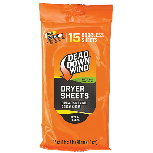 Dead Down Wind Dryer Sheets | Natural Woods | 15 Count | 11913

